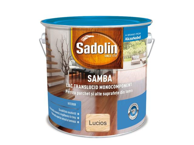 Lac lucios pentru lemn si parchet, Sadolin Samba, incolor, interior, 2,5 l