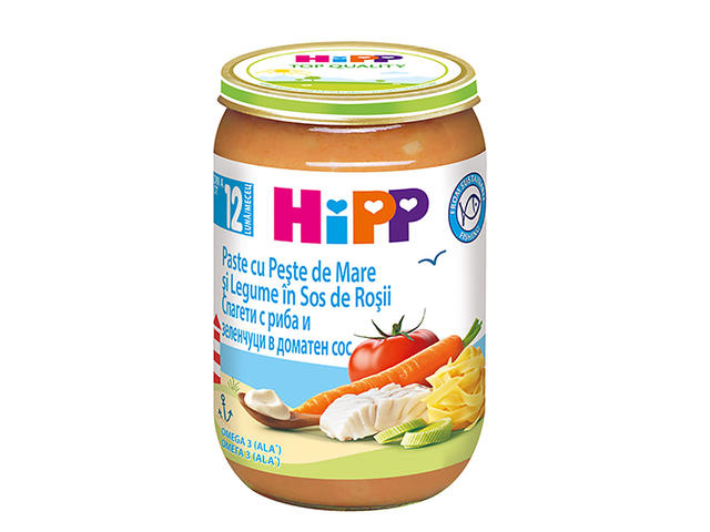 Meniu Hipp, Paste cu peste si legume, 220g