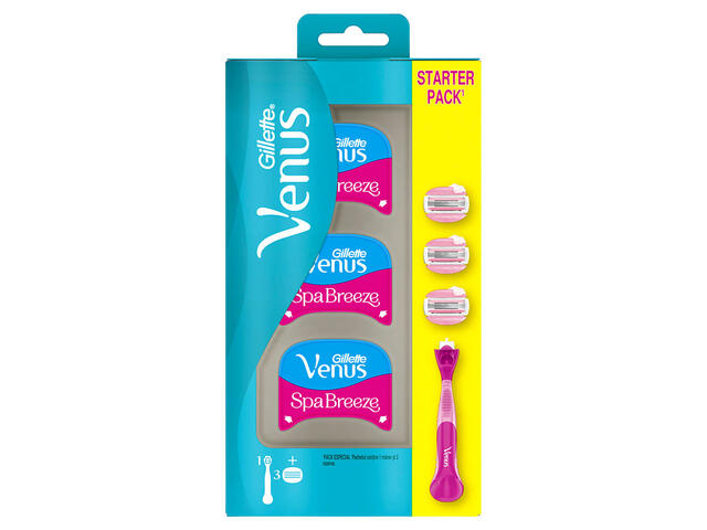 Aparat de ras cu rezerve Gillette Venus Comfortglide Spa Breeze, 3 bucati + maner