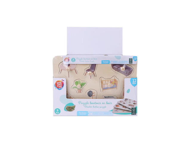 Puzzle din lemn pentru copii One Two Fun, diverse modele