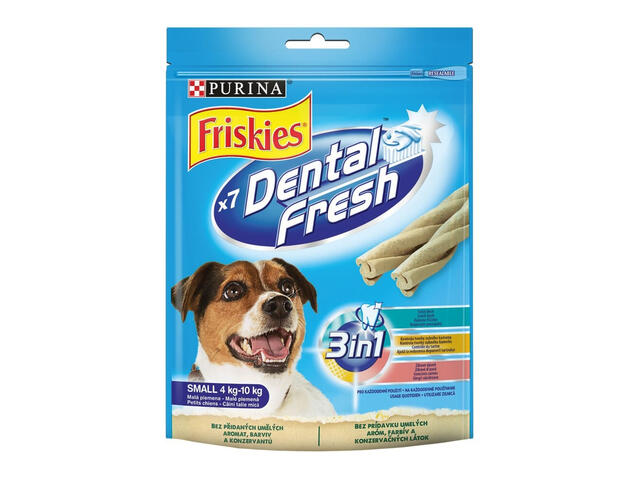 Recompensa pentru caini talie mica Purina Friskies Dental Fresh 3in1, 110g