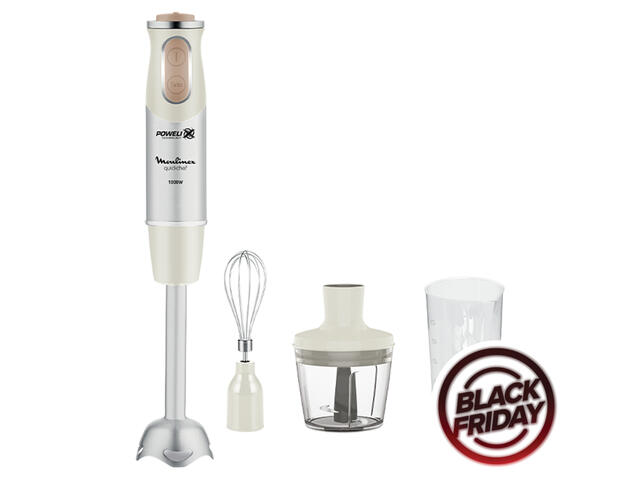 Blender de mana Moulinex DD655A10, 10 viteze, 0.5 litri, 1000 W, Argintiu / Bej