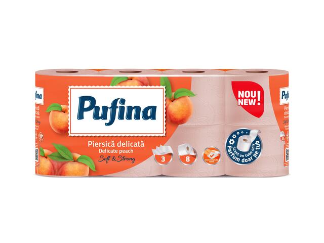 Hartie Igienica Pufina Piersica 8 Role 3 Straturi