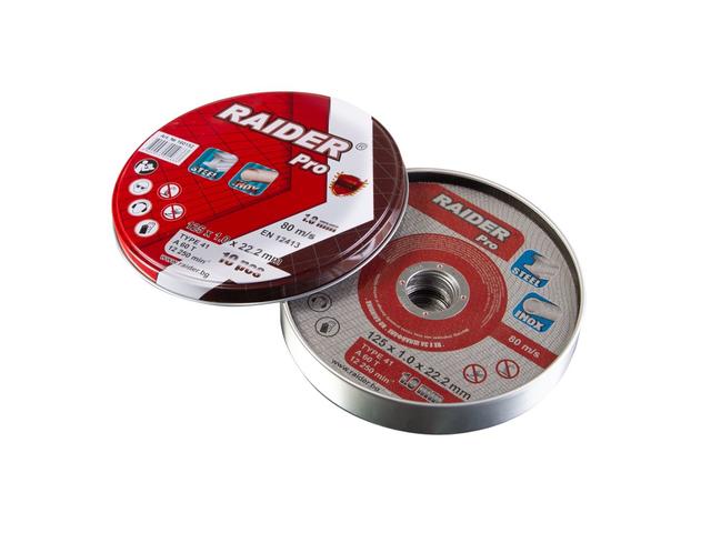 Set 10 discuri debitare metal si inox, Raider, 125 x 22.2 x 1 mm