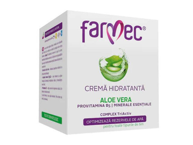 Crema hidratanta Farmec cu Aloe Vera, pentru ten, 50 ml