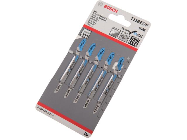 Set cinci panze pentru ferastrau vertical pentru metal, Bosch T118EOF,  83 mm, 1,5 mm