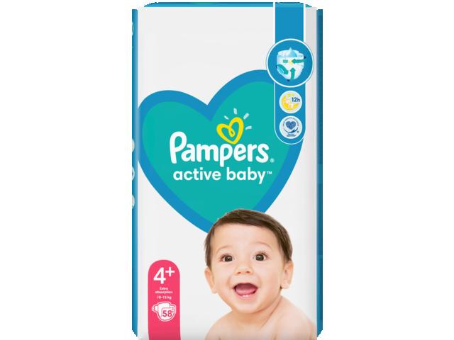 Scutece Pampers Active Baby Marimea 4+, 10-15 kg, 58 buc