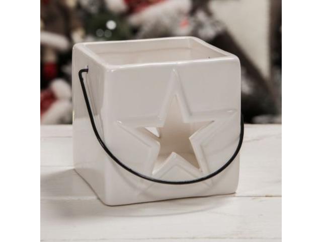 White Star Cut Out Square Tealight Holder