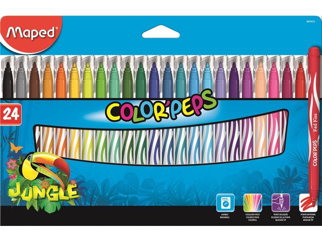 Set carioci Color Peps Jungle Maped, 24 buc