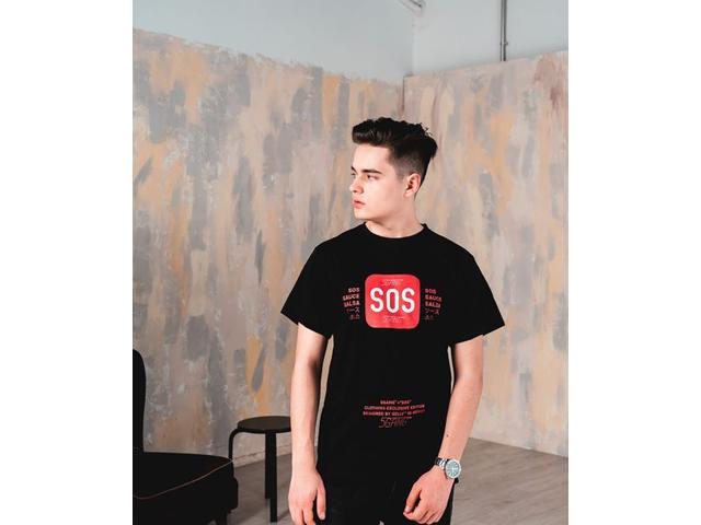 Tricou 5GANG, SOS XL-Negru