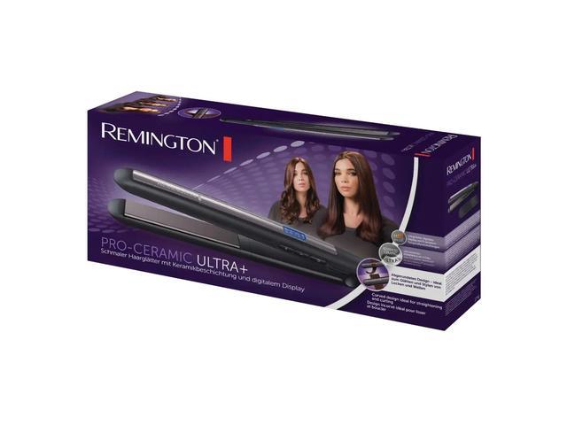 Placa de indreptat si ondulat parul Remington Pro-Ceramic Ultra+ S7750, Invelis ceramic Ultra, Ecran LCD, 230 C, Negru/Mov