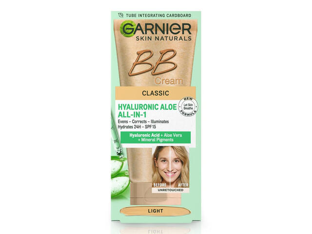 Crema BB de zi Garnier Skin Naturals Hyaluronic Aloe, nuanta deschisa, 50 ml