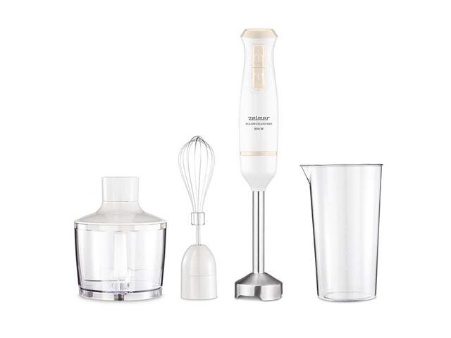 Blender de mana Zelmer ZHB4562I Pulsar Deluxe Max, 800 W, recipient 800 ml, tocator 450 ml, Alb / Crem