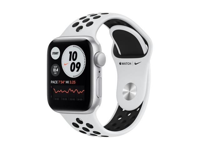 Apple Watch Nike SE GPS, 40mm Silver Aluminium Case with Pure Platinum/Black Nike Sport Band