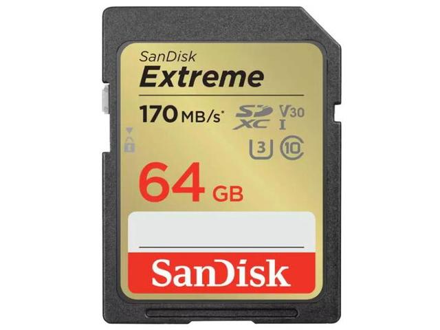 Card de memorie SanDisk Extreme SDXC, 64GB, UHS-I U3, Clasa 10, V30