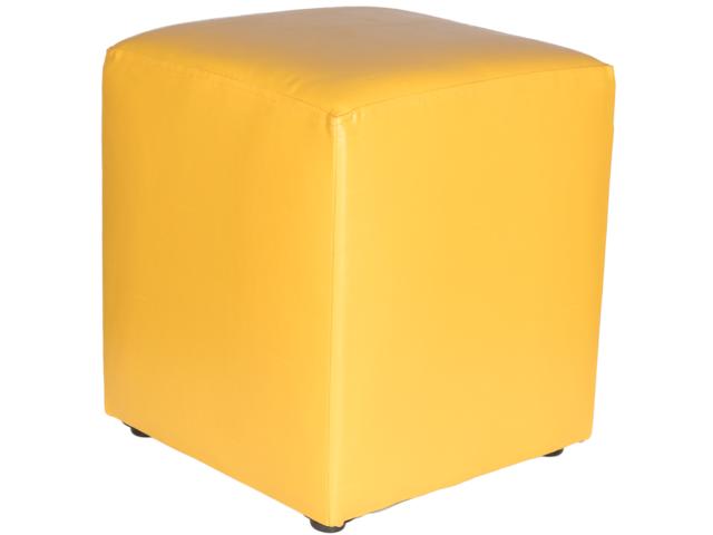 Taburet Cube, tapiterie piele ecologica, galben IP 22168, 45x37x37 cm