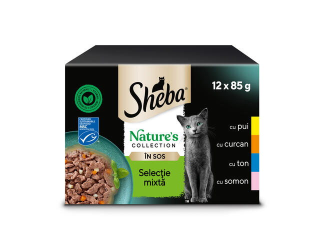 Sheba Nature's collection hrana umeda pentru pisici adulte, selectie mixta in sos 12x 85g