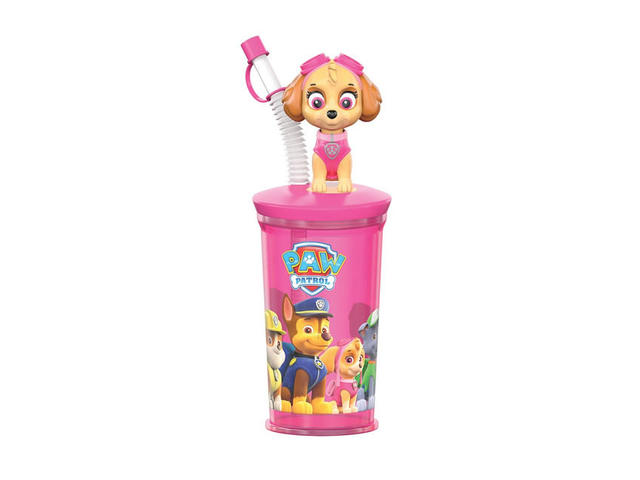 Pahar cu pai si drajeuri cu fructe Relkon Paw Patrol Drink & Go, 10 g, diverse culori