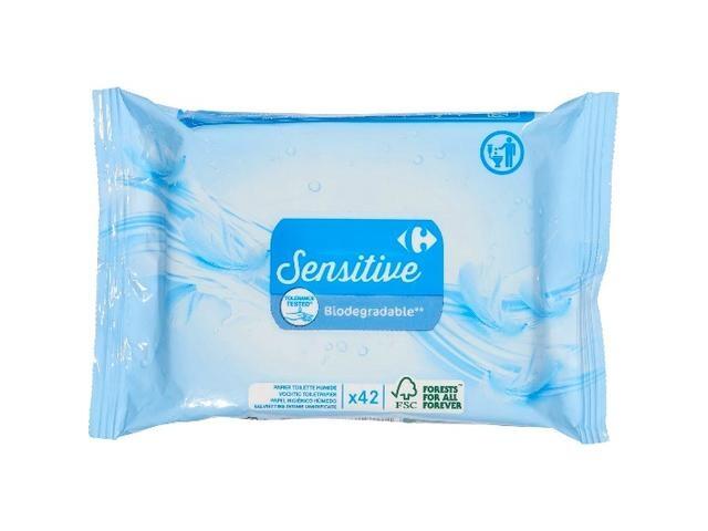 Hartie igienica umeda Carrefour Sensitive 42 bucati/pachet