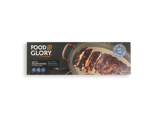 Coaste de porc in sos Bbq cu miere, gatit lent Food&Glory 750g