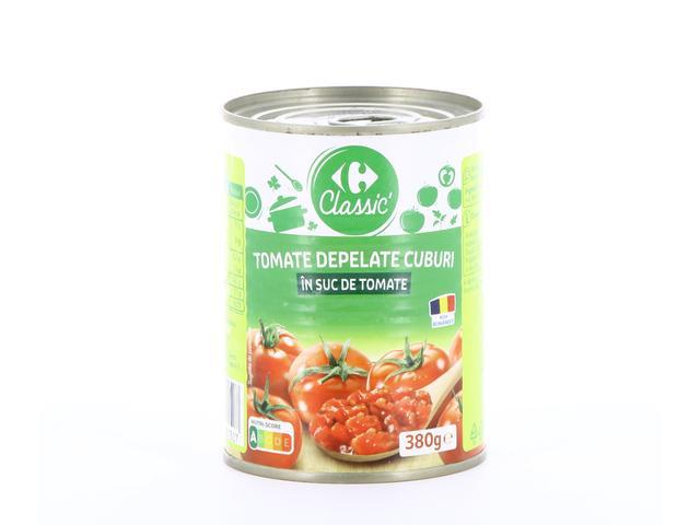 Tomate depelate cuburi in suc de tomate 380G Carrefour Classic