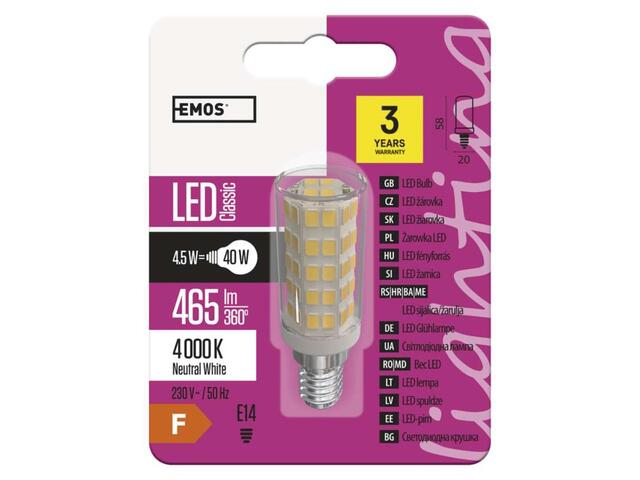 Bec LED pentru hota Emos, E14, 6W, 470 lm, lumina neutra, 4100 K