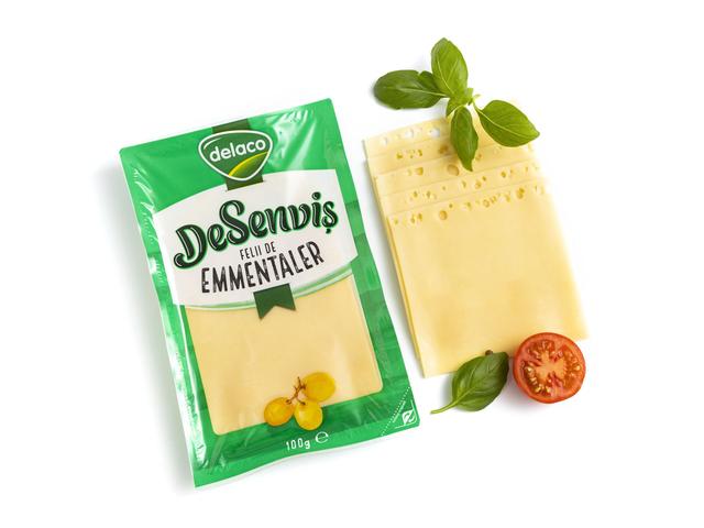 Emmentaler felii Delaco Desenvis 100g