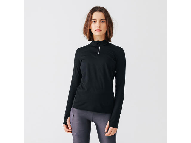 Bluză călduroasă cu Fermoar scurt Iarnă Alergare Jogging Run Warm Negru Damă - 44