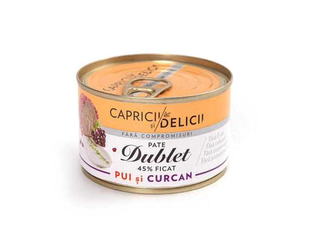 Capricii si Delicii pate Dublet pui si curcan 45% ficat 145 g