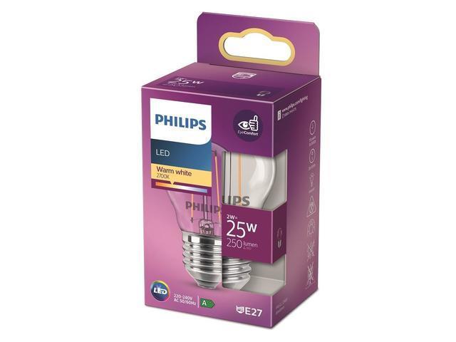 Bec LED classic Philips, 25W, forma P45, dulie E27, 2700K