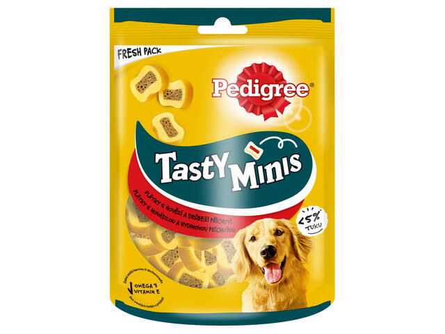 Pedigree Tasty Minis recompense pentru caini adulti, cu vita 155 g