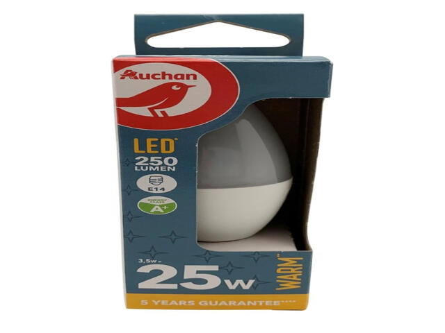 Bec LED AUCHAN  3,5W E14 EQ 25W C37, lumina calda