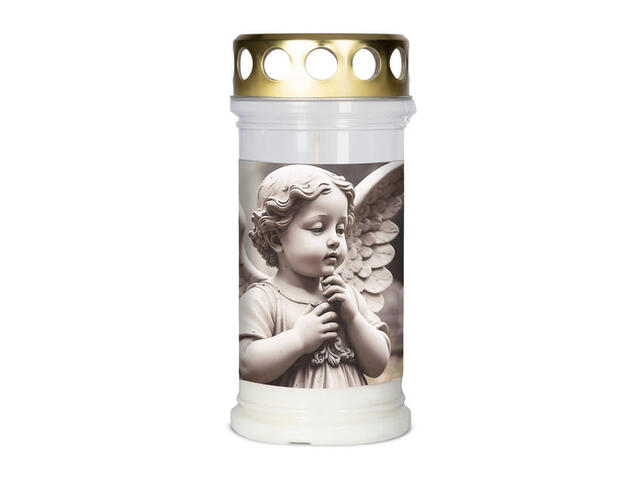 Candela, plastic, model ingeras, 72 ore, alb