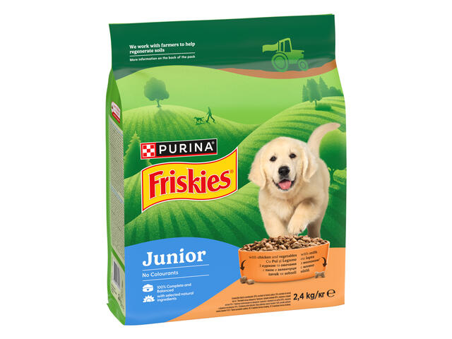 Friskies Junior, cu Pui si Legume, hrana uscata pentru caini, 2.4 kg