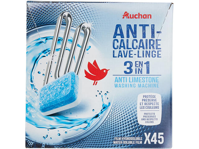 Tablete anticalcar Auchan, pentru masina de spalat rufe 45 x 15g