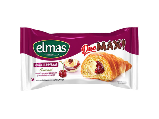 Croissant Max crema vanilie si visine Elmas 80g