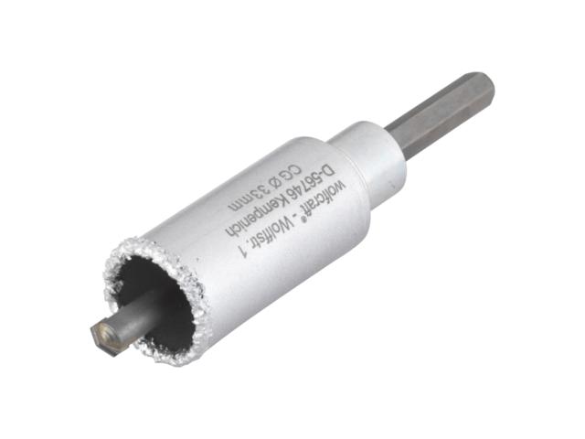 Carota diamantata Wolfcraft, pentru zidarie si beton, cu ax hexagonal si burghiu centrare, 33 mm