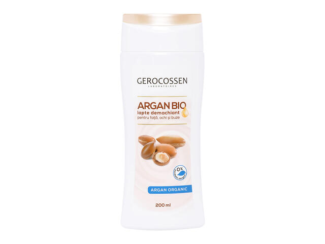 Lapte demachiant Gerocossen Argan Bio pentru fata, ochi-buze cu ulei de argan organic 200 ml
