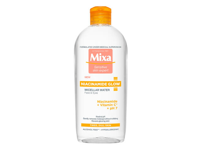 Apa micelara iluminatoare Mixa Niacinamide Glow cu niacinamide si vitamina C, 400 ML