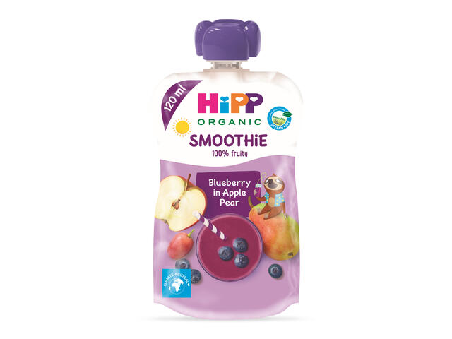 Hipp Smoothie Mere, Pere Cu Afine 120ML