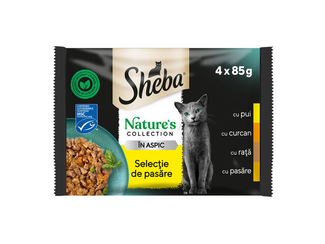 Sheba Nature's collection hrana umeda pentru pisici adulte, cu carne de pasare in aspic 4x 85g
