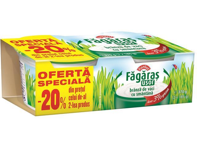 Branza de vaci cu smantana Fagaras 3% grasime 2 x 185 g Raraul