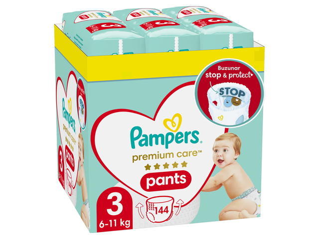 W Scutece chilotel Pampers Premium Care Pants XXL, Marimea 3, 6 kg-11 kg, 144 buc