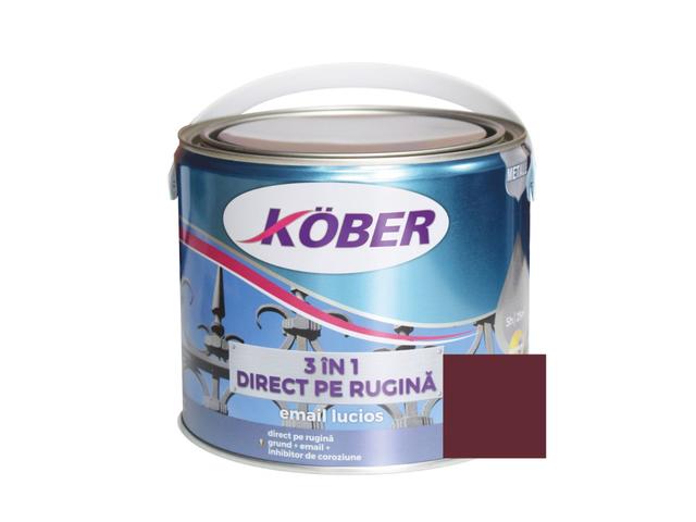 Vopsea alchidica/email  pentru metal Kober 3 in 1, interior / exterior, rosu vin, 2,5 L