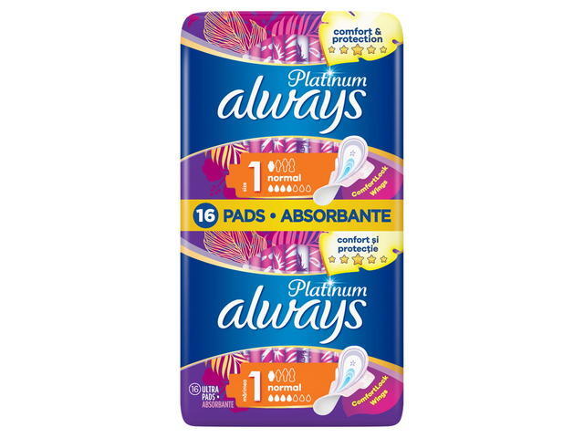 Pachet Duo absorbante Always Platinum Ultra Normal Plus Locks Odor 16buc