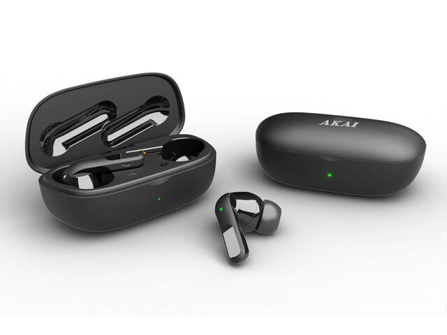 Casti fara fir in ear Akai BTE-J20ANC, Bluetooth 5.3, autonomie 4 ore, Active noise cancellation, negru