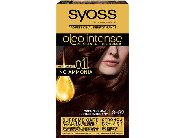 Vopsea de par permanenta fara amoniac Syoss Oleo Intense 3-82 Mahon Delicat, 115ML