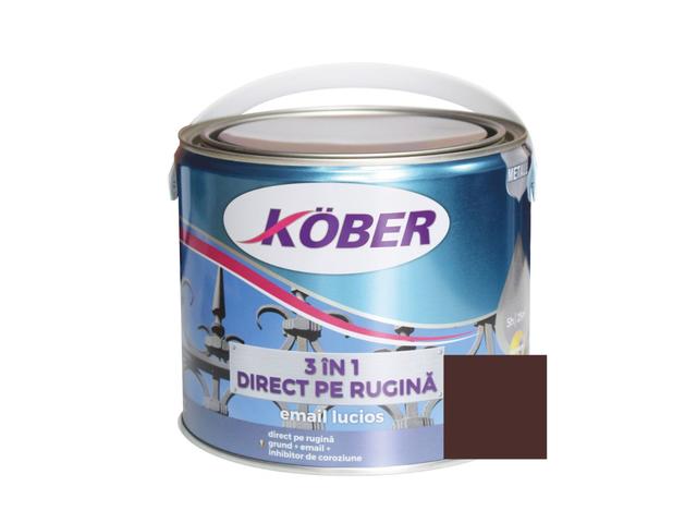 Vopsea alchidica/email  pentru metal Kober 3 in 1, interior / exterior, brun, 2,5 L