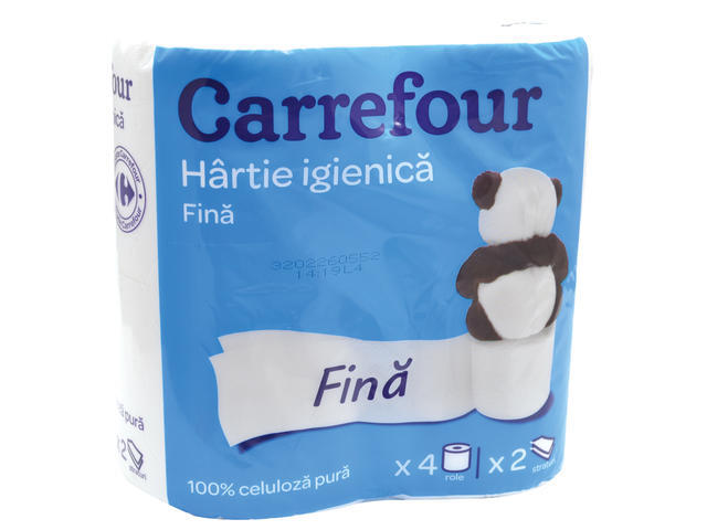 Hartie igienica fina 4 role 2 straturi Carrefour