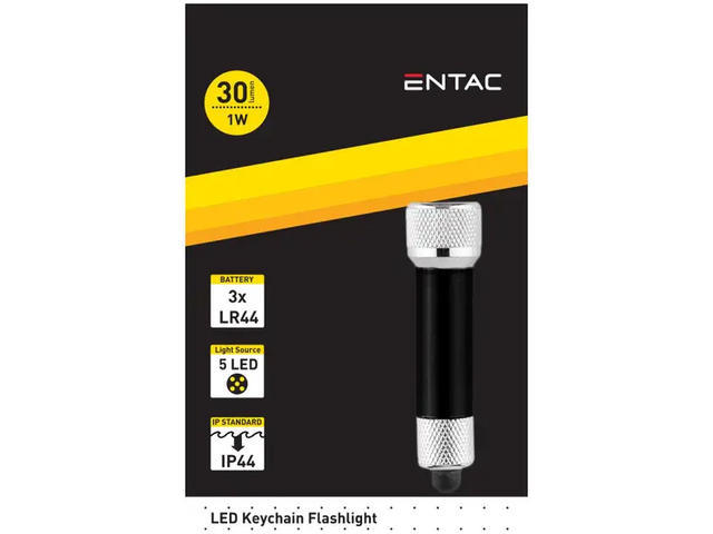 Lanterna cu breloc si 5 LED-uri Entac, 30 lumen, IP44, 1 W, Negru